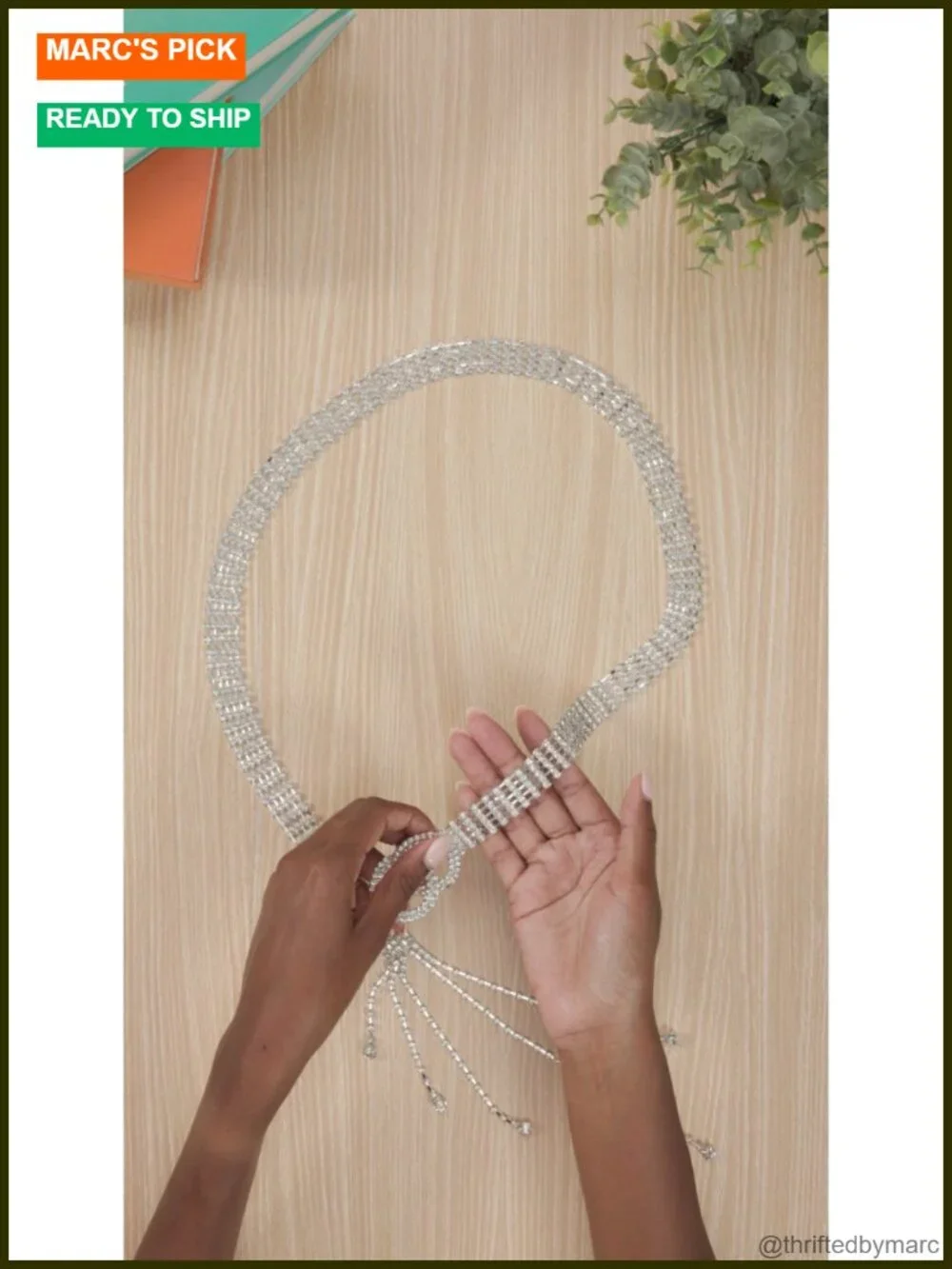 Rhinestone Chain Belt O-Ring Waistband Belt for Dresses